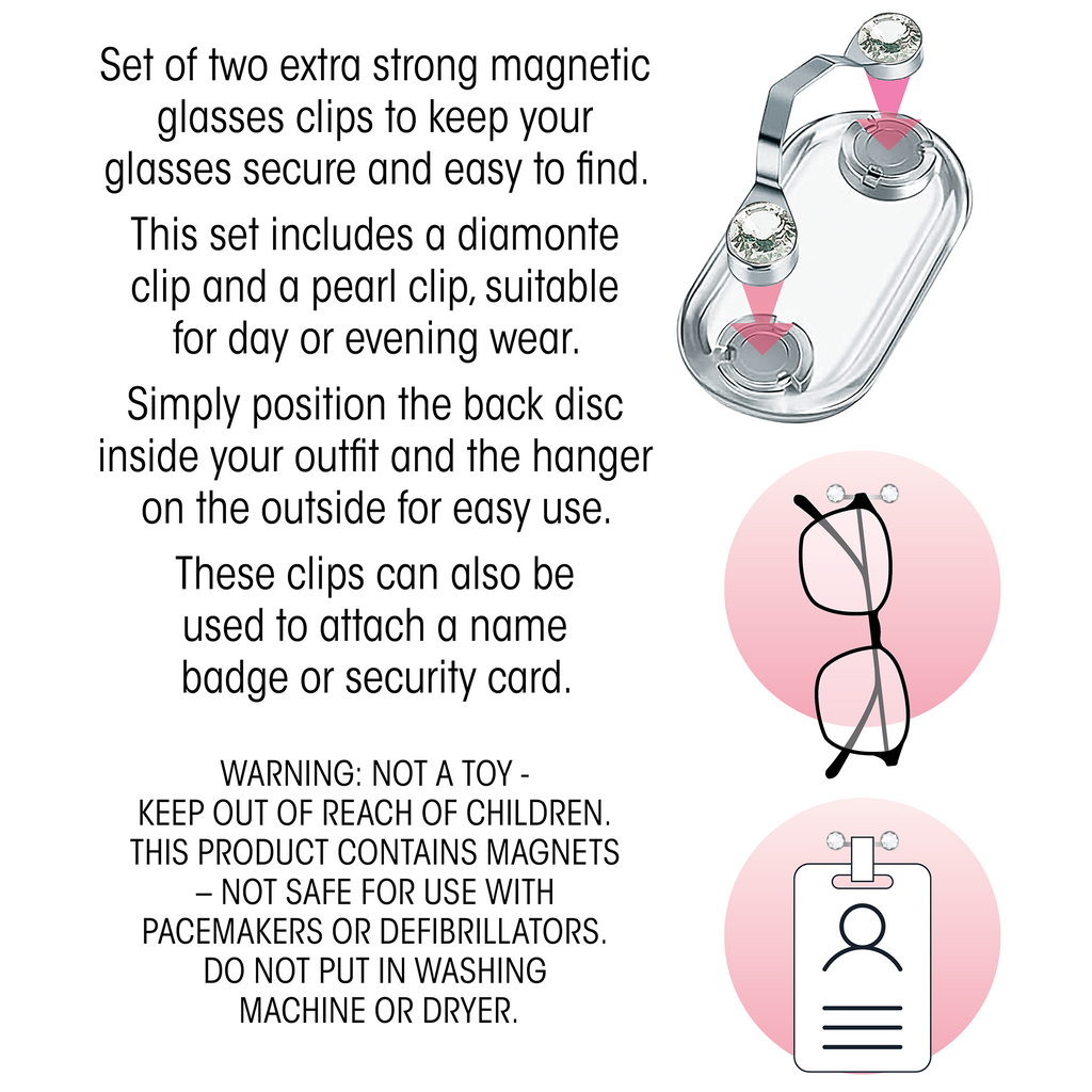 Magnetic Glasses Clip - Silver