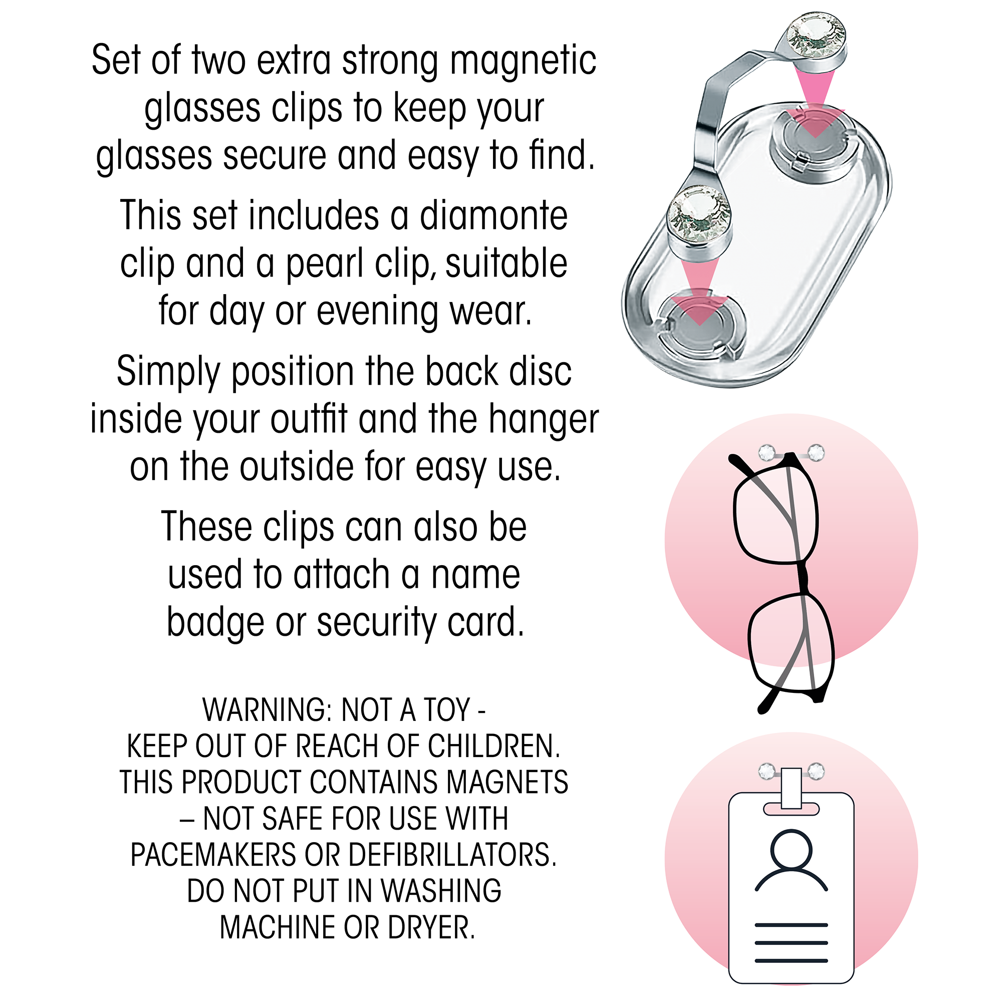 Magnetic Glasses Clip - Silver