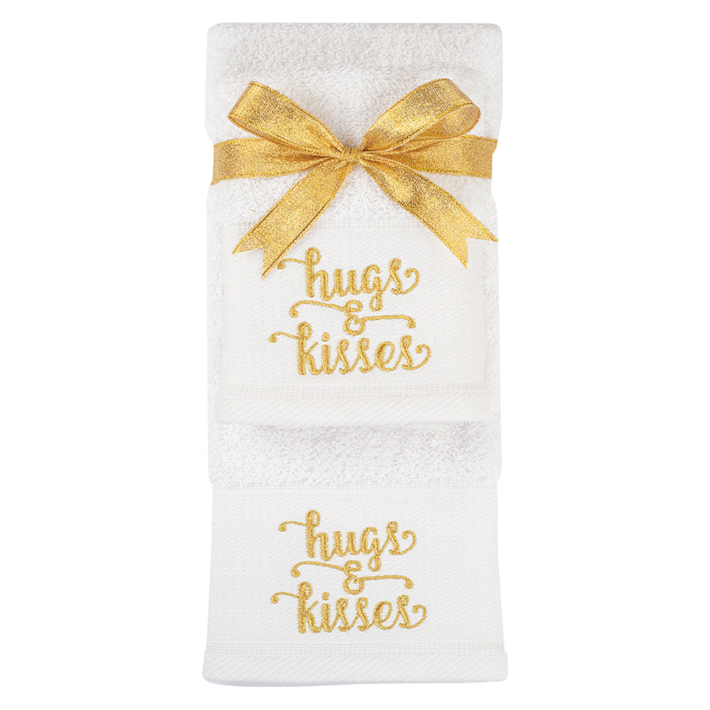 Hand Towel Set - Gold Hugs and Kisses