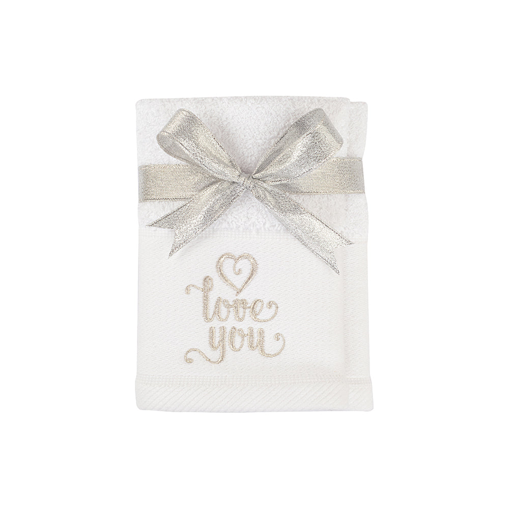 Face Towel Set - Silver - I Love You