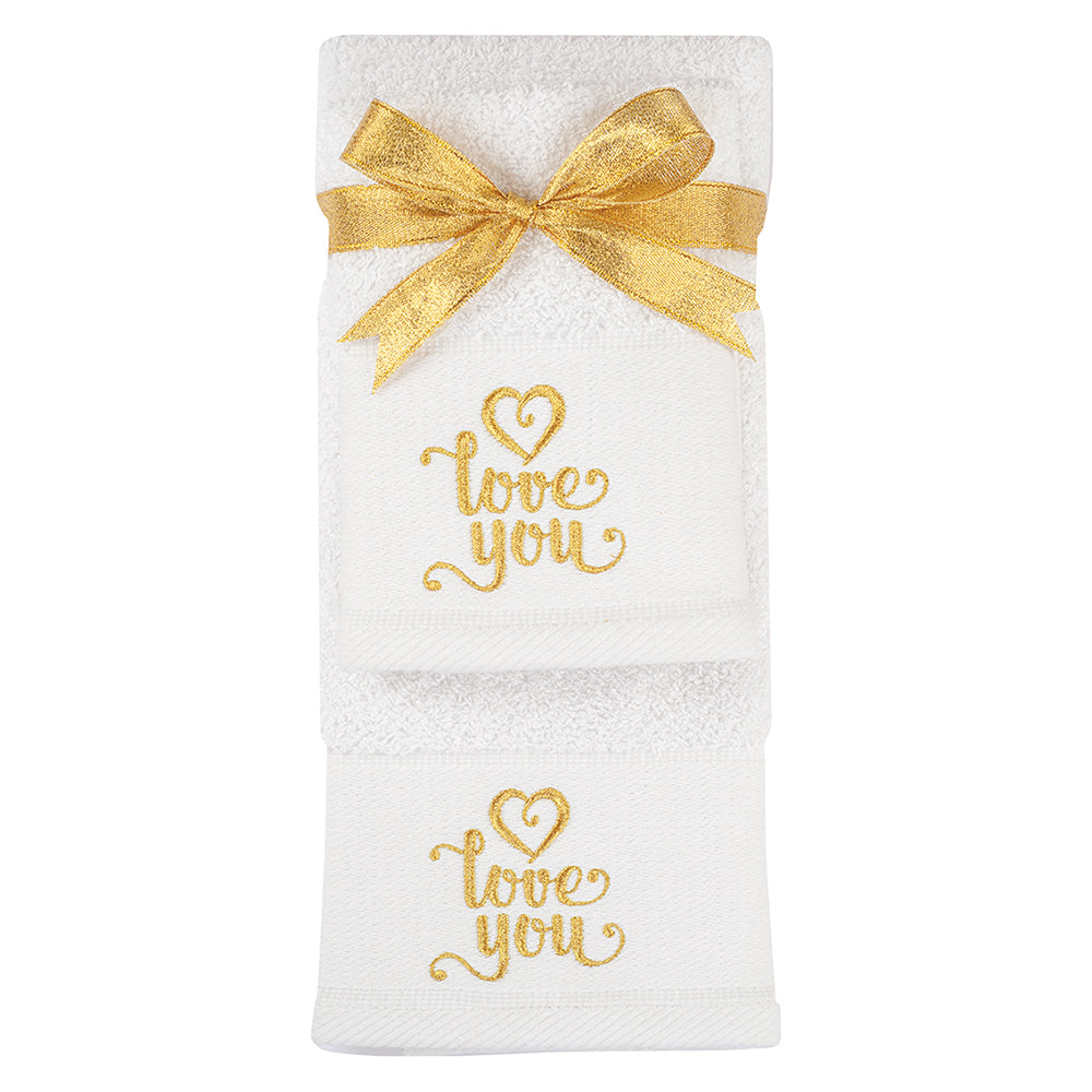 Hand Towel Set - Gold I Love You