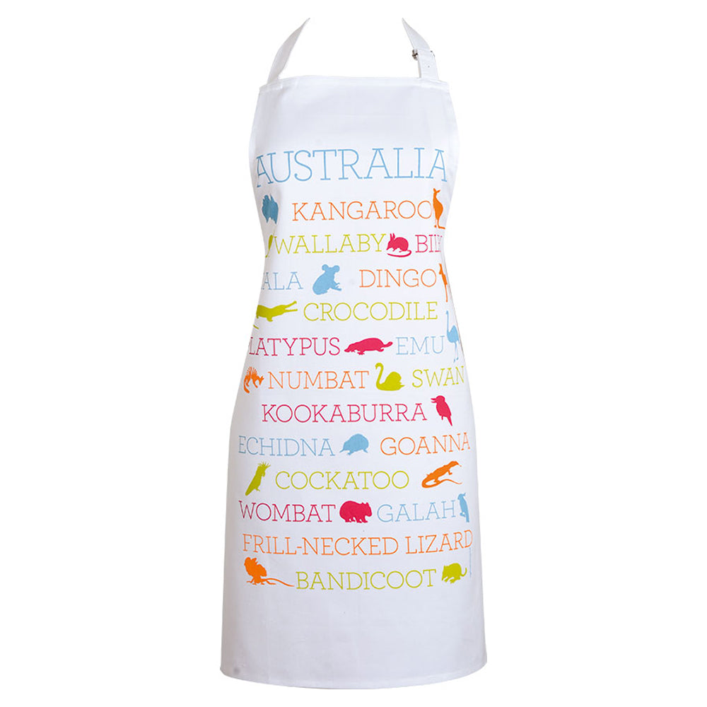 Australia Apron - Animals White