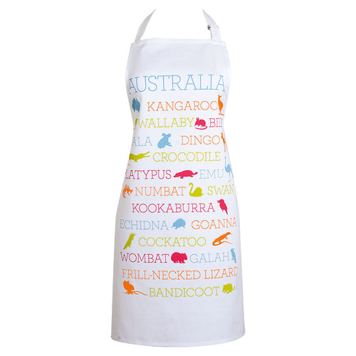 Australia Apron - Animals White