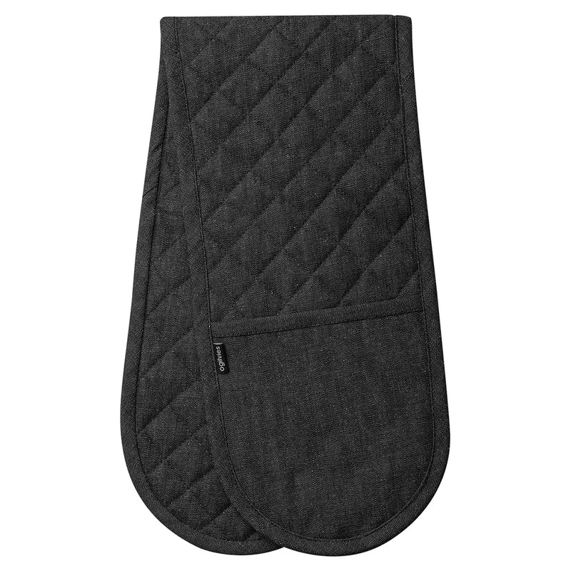 Denim Double Oven Mitt - Black
