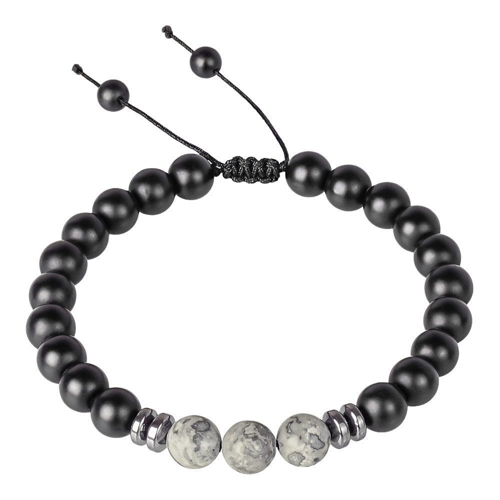 Black Onyx Bracelet - Grey Jasper