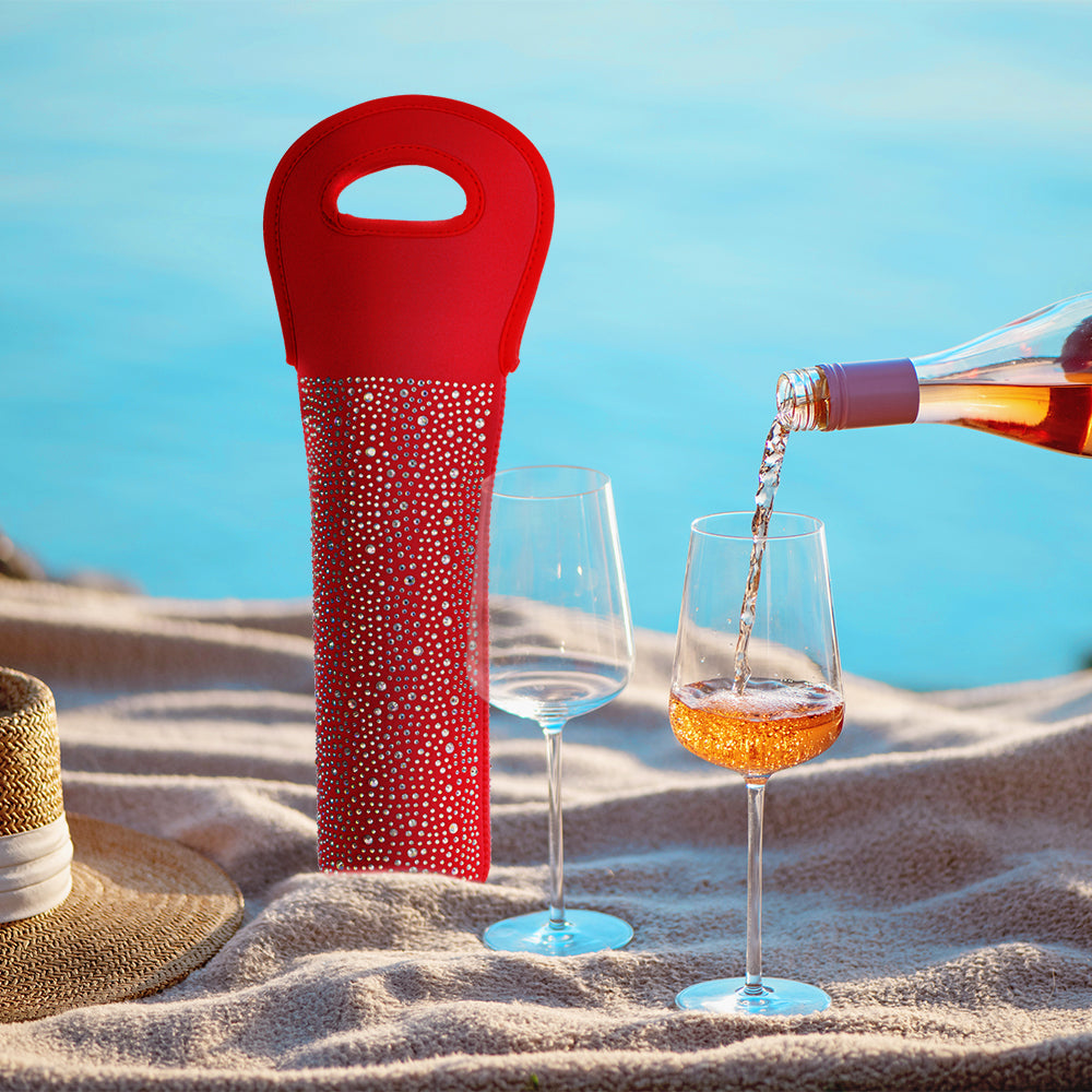 Diamonte Wine Bottle Carrier - White