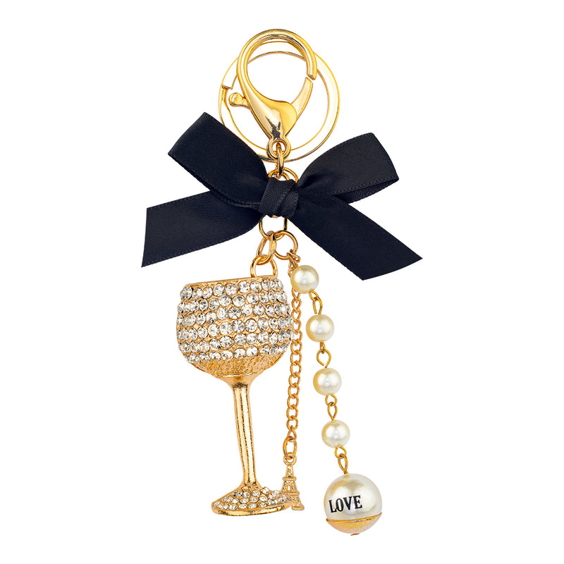 Charm Key Ring - Glass Black