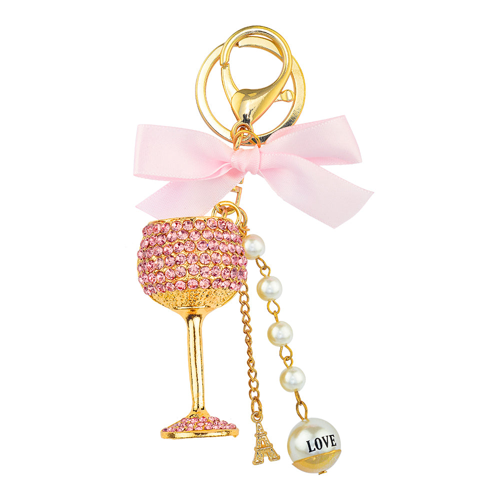 Charm Key Ring - Glass Pink