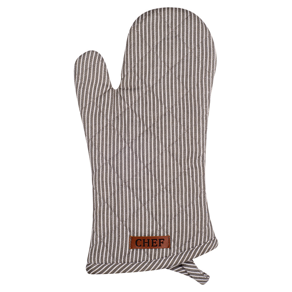 Chef Stripe Oven Glove - Grey