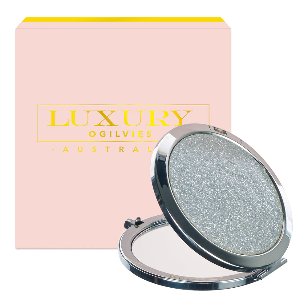 Compact Mirror - Glitter Silver