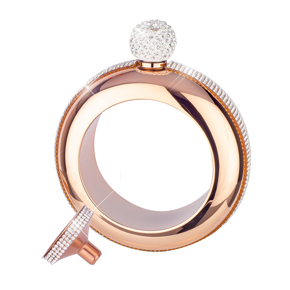Diamonte Bangle Flask Set - Rose