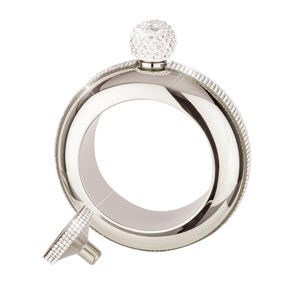 Diamonte Bangle Flask Set - Silver