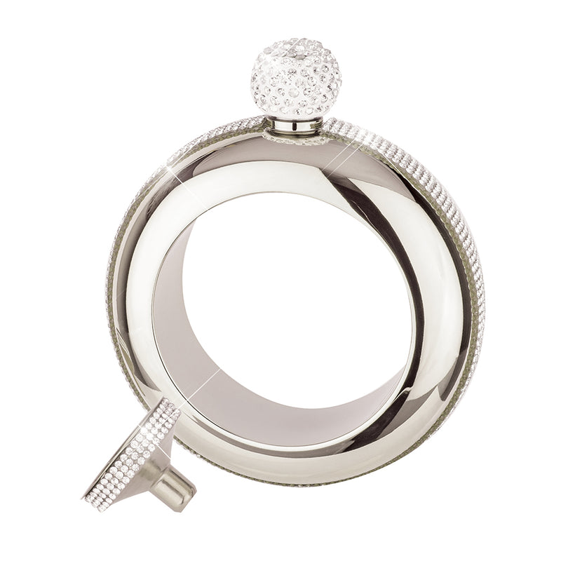 Diamonte Bangle Flask Set - Silver