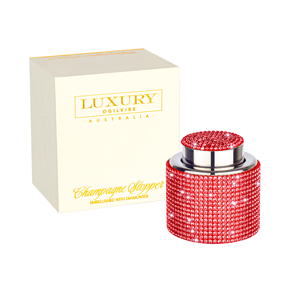 Diamonte Champagne Stopper - Red