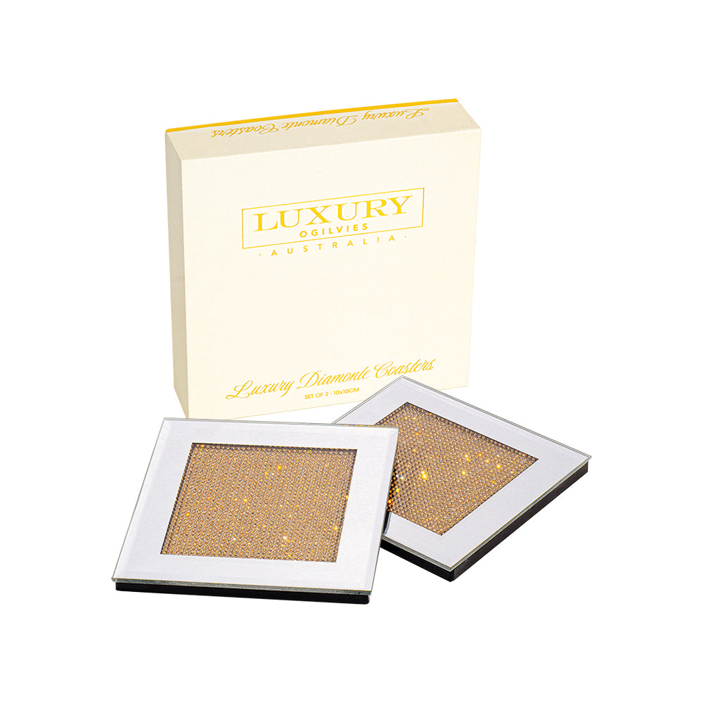 Diamonte Coaster Set - Rose Gold
