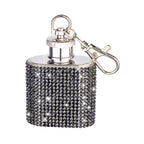 Diamonte Flask Key Ring - Black