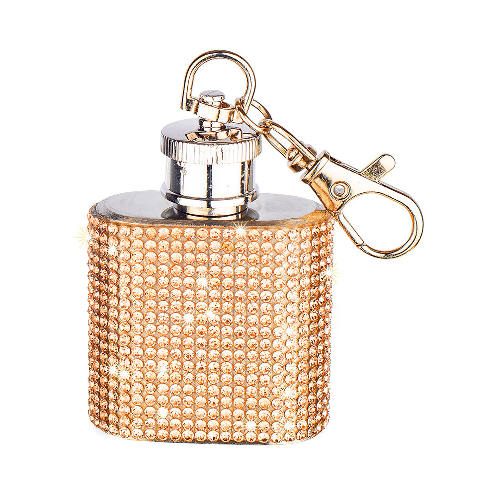 Diamonte Flask Key Ring - Rose