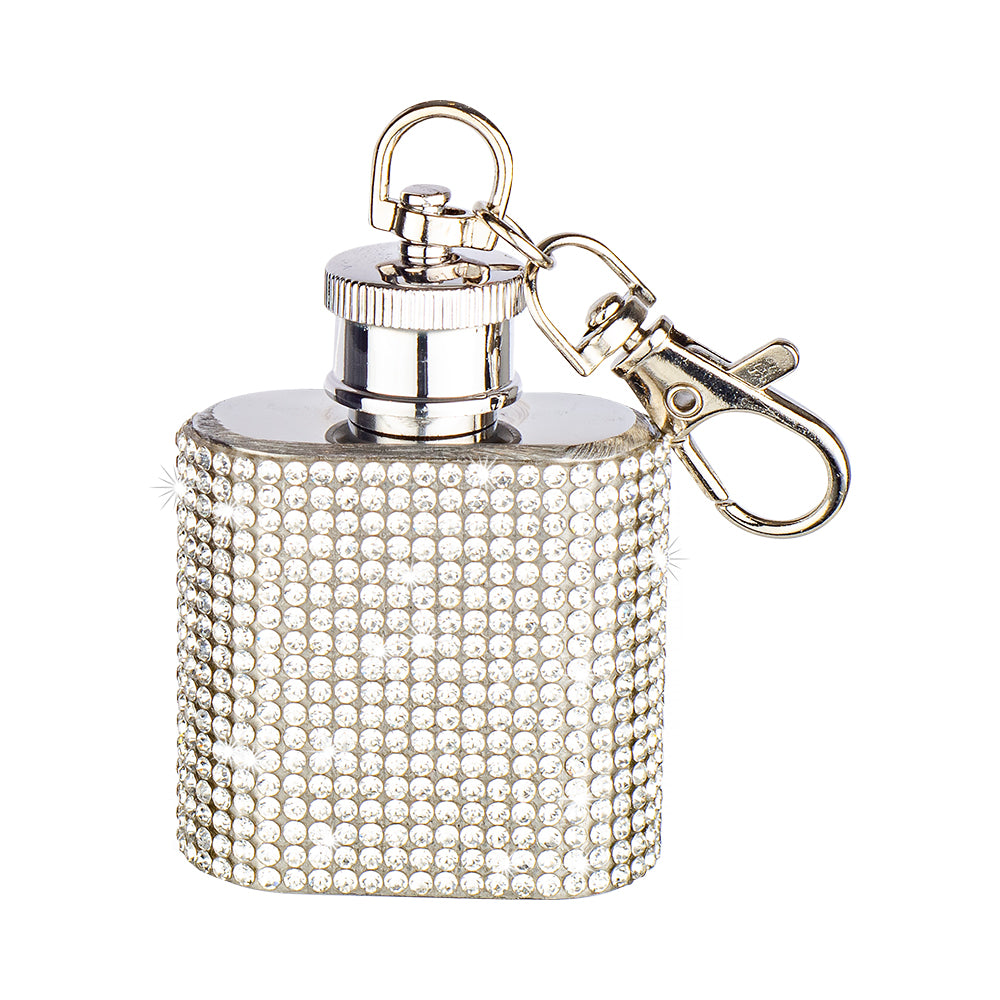 Diamonte Flask Key Ring - Silver