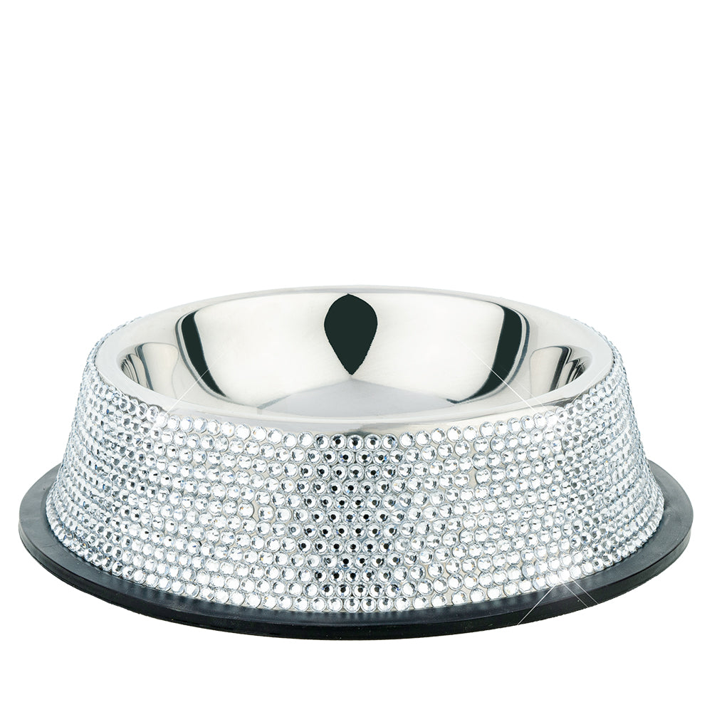 Diamonte Pet Bowl - Silver