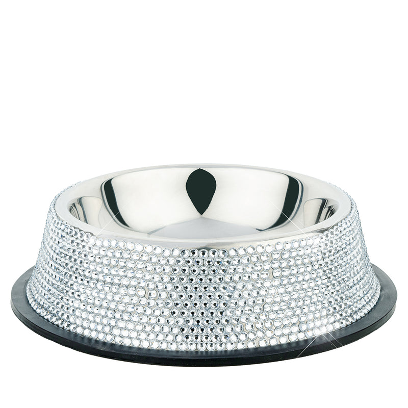 Diamonte Pet Bowl - Silver