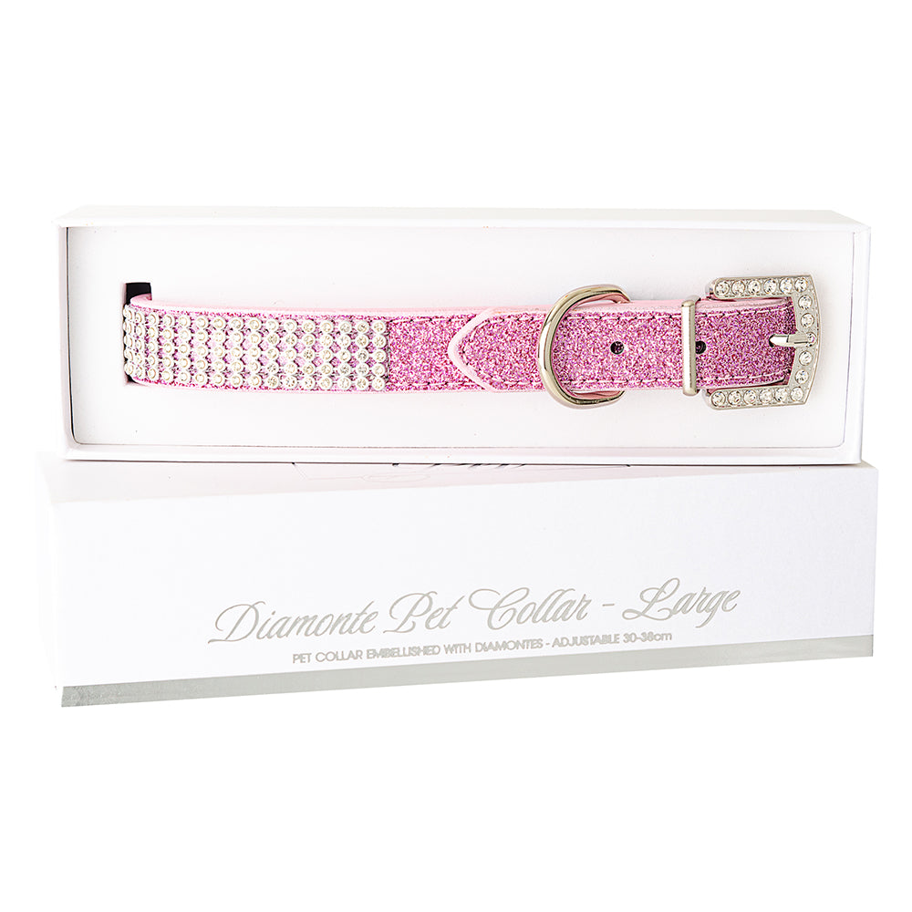 Diamonte Pet Collar - Pink L