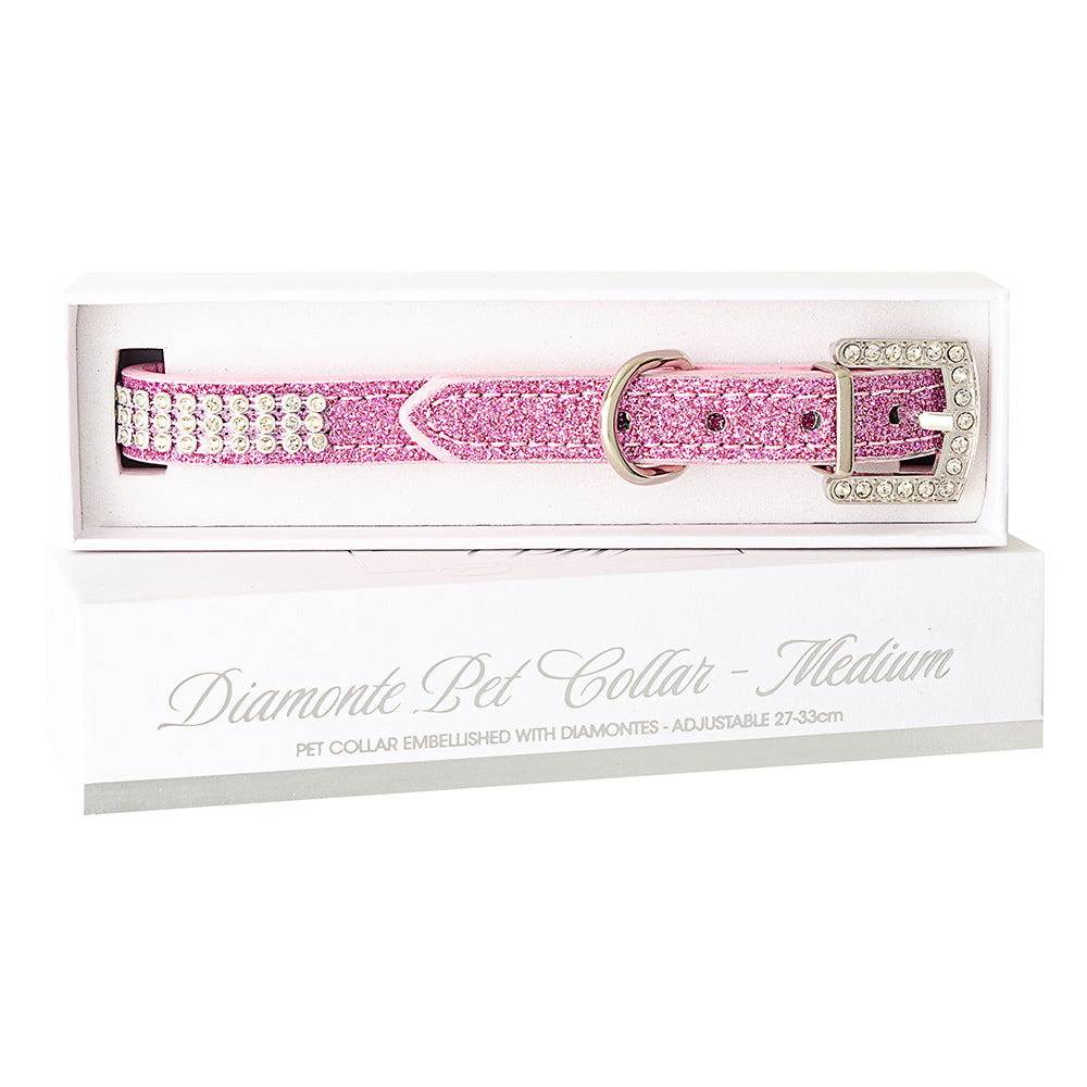 Diamonte Pet Collar - Pink M