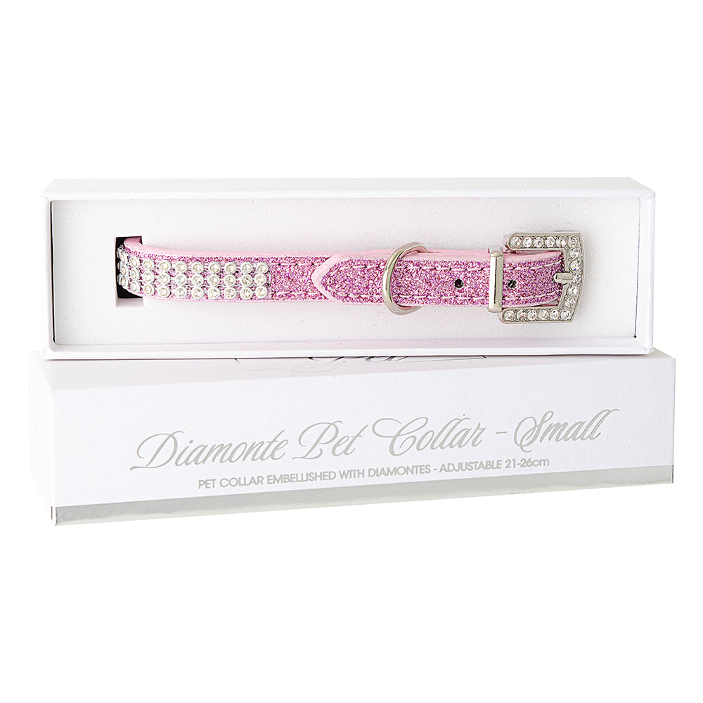 Diamonte Pet Collar - Pink S