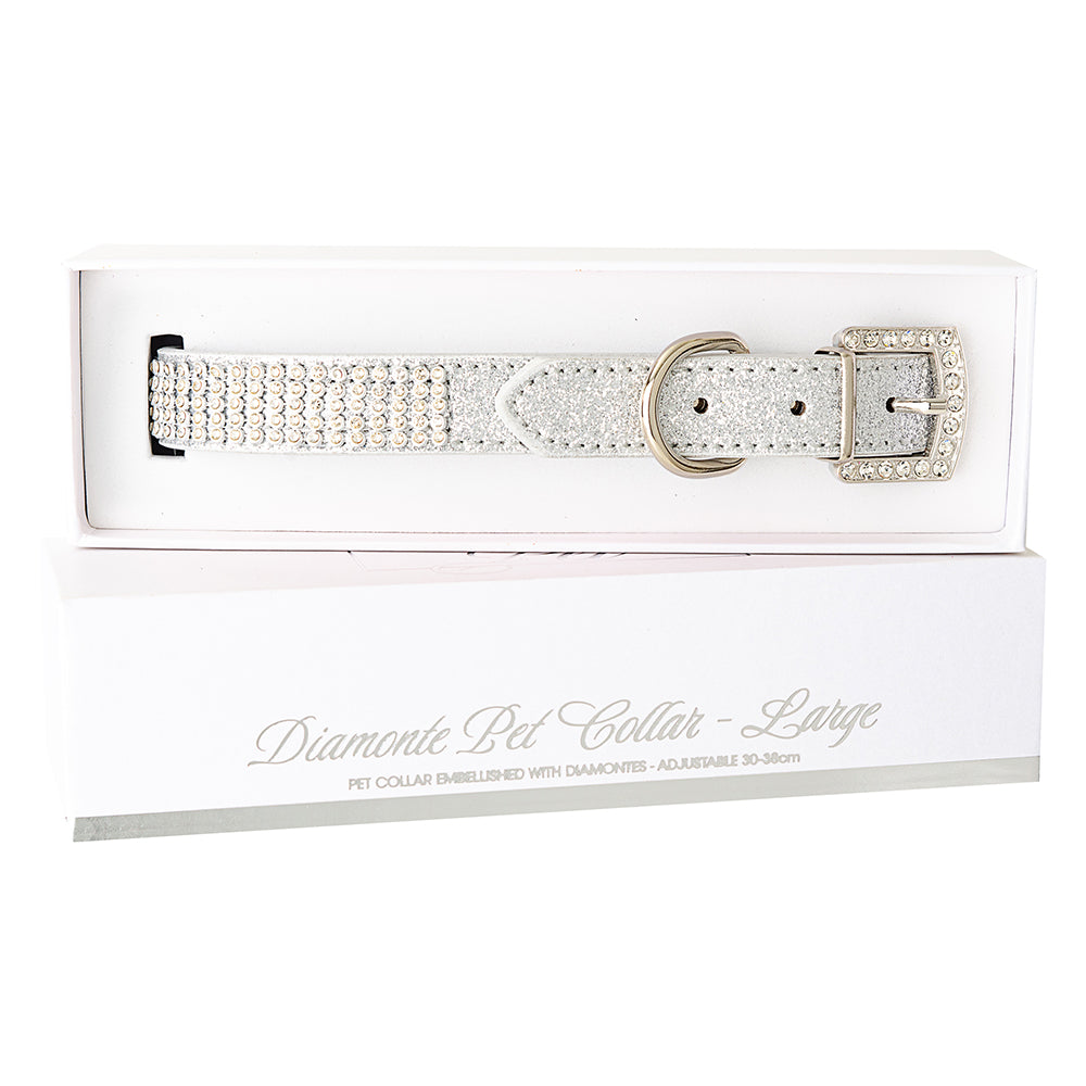 Diamonte Pet Collar - Silver L