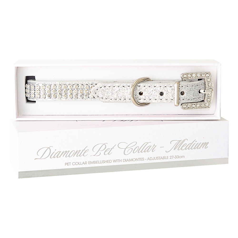 Diamonte Pet Collar - Silver M