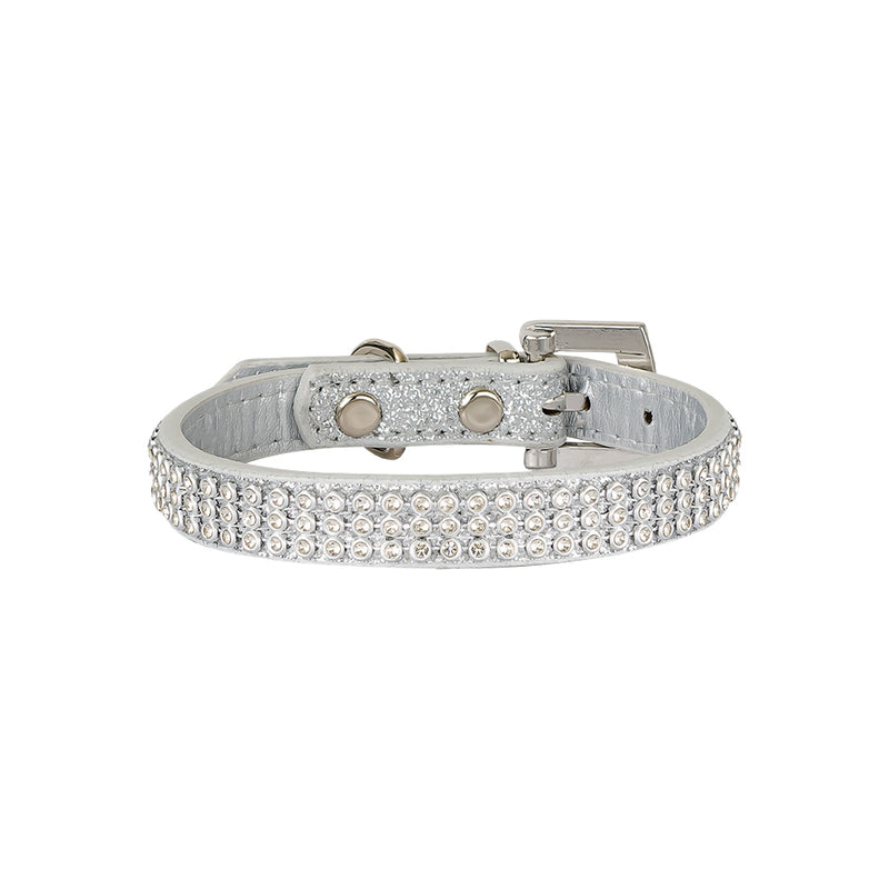Diamonte Pet Collar - Silver S