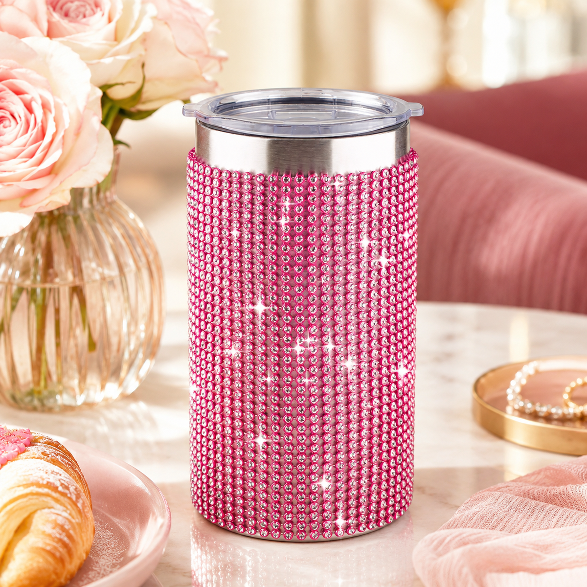 Diamonte Travel Cup - Pink