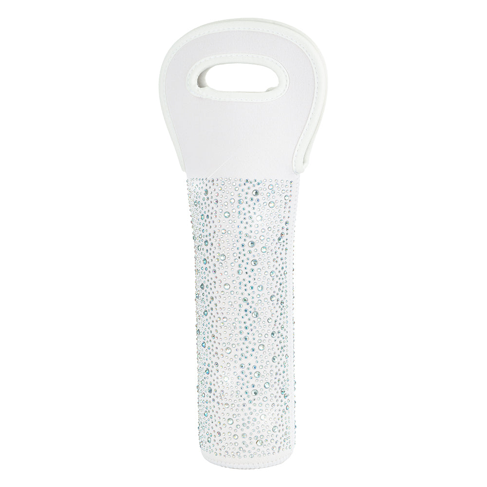 Diamonte Wine Bottle Carrier - White