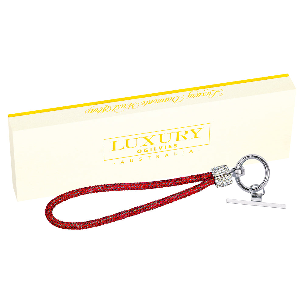 Diamonte Wrist Strap - Red