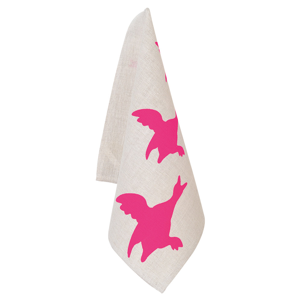Fluoro Duck Tea Towel - Pink