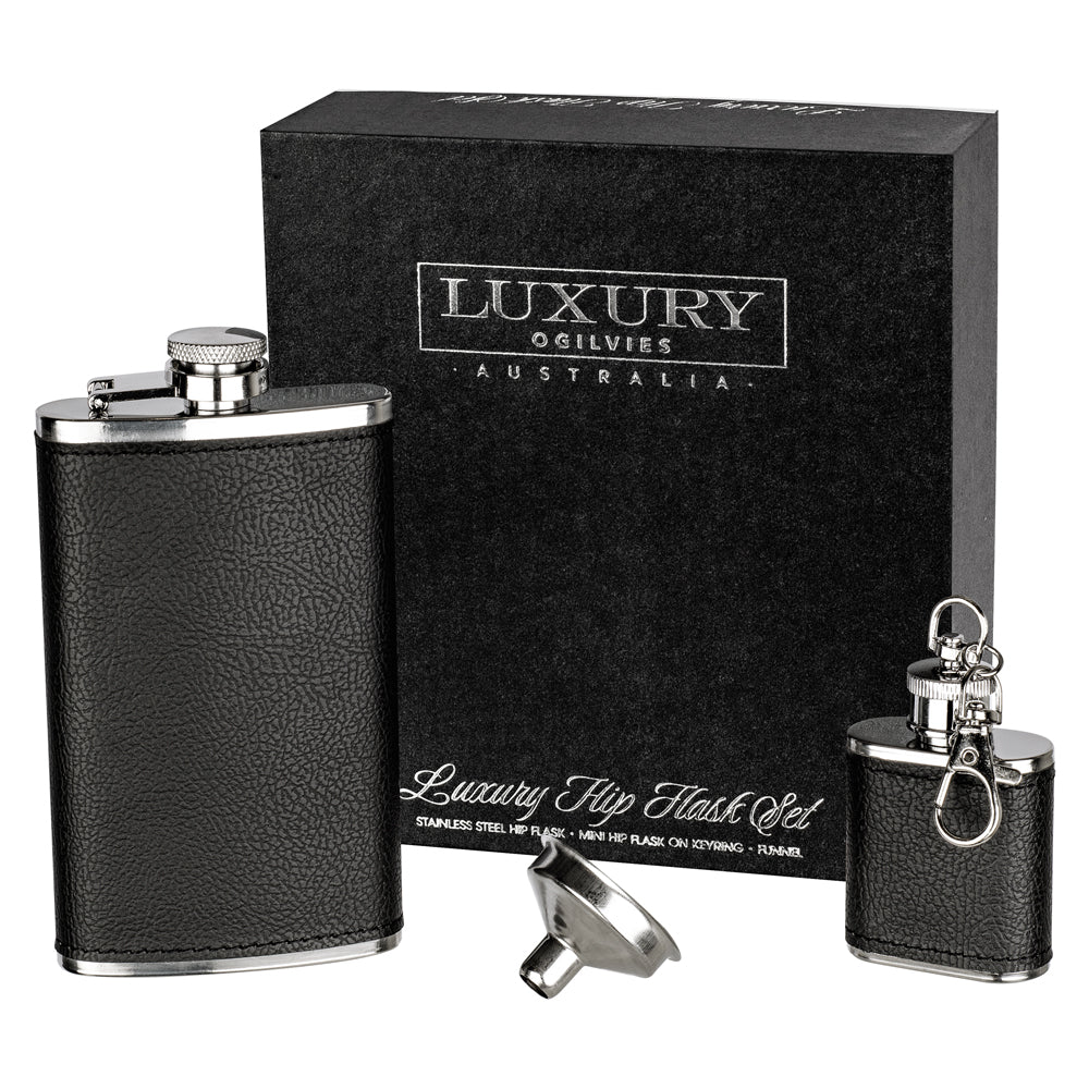 Hip Flask and Key Ring Gift Set
