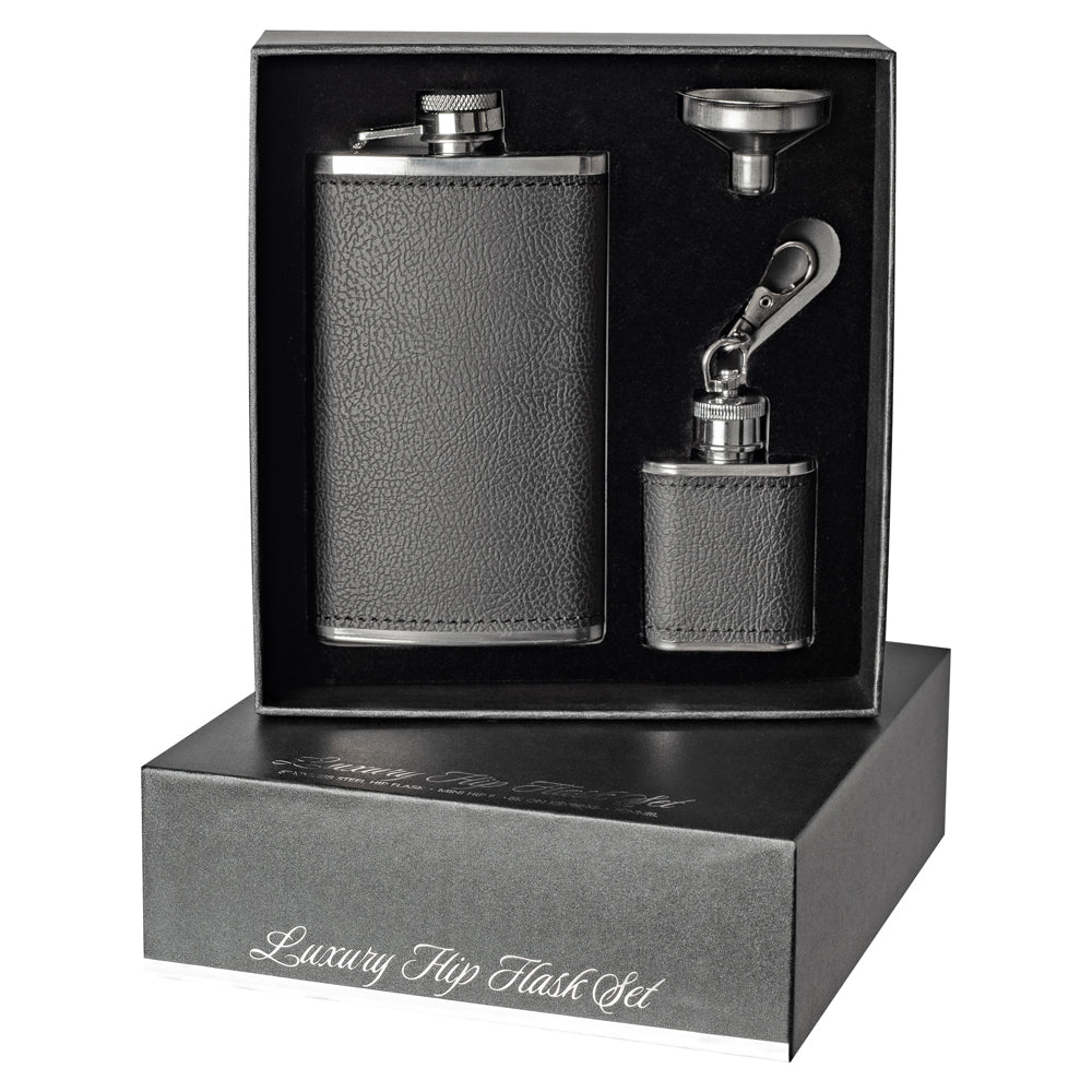 Hip Flask and Key Ring Gift Set