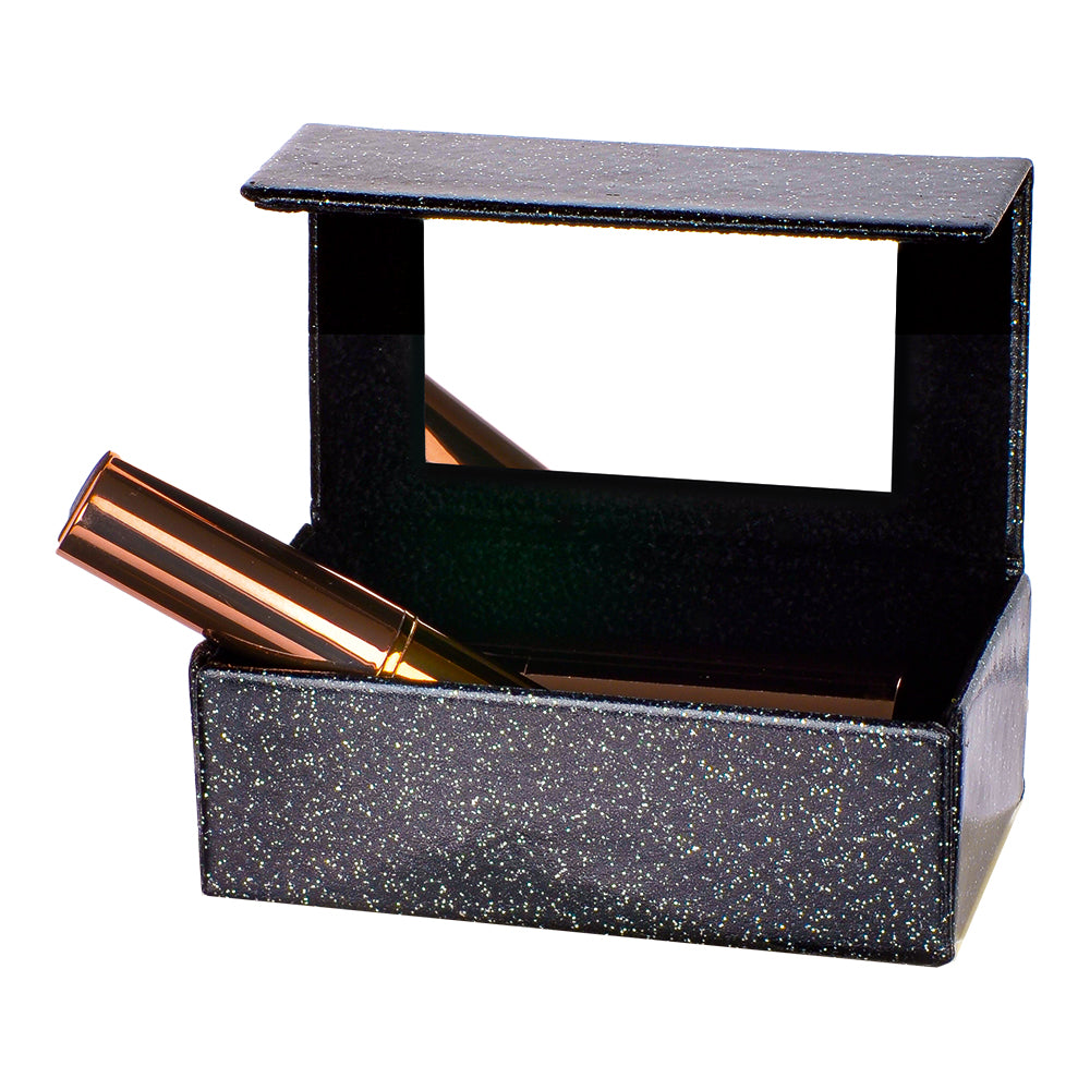 Lipstick Mirror Case - Glitter Black