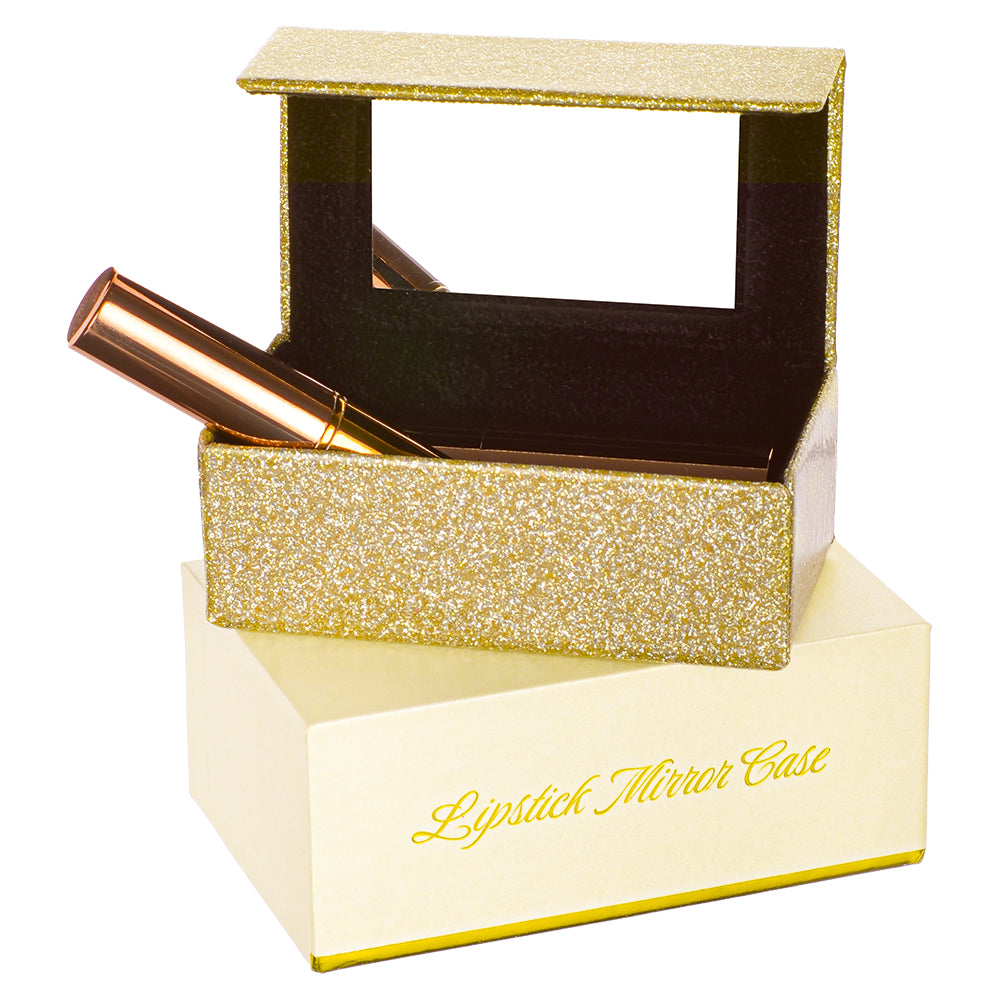 Lipstick Mirror Case - Glitter Gold