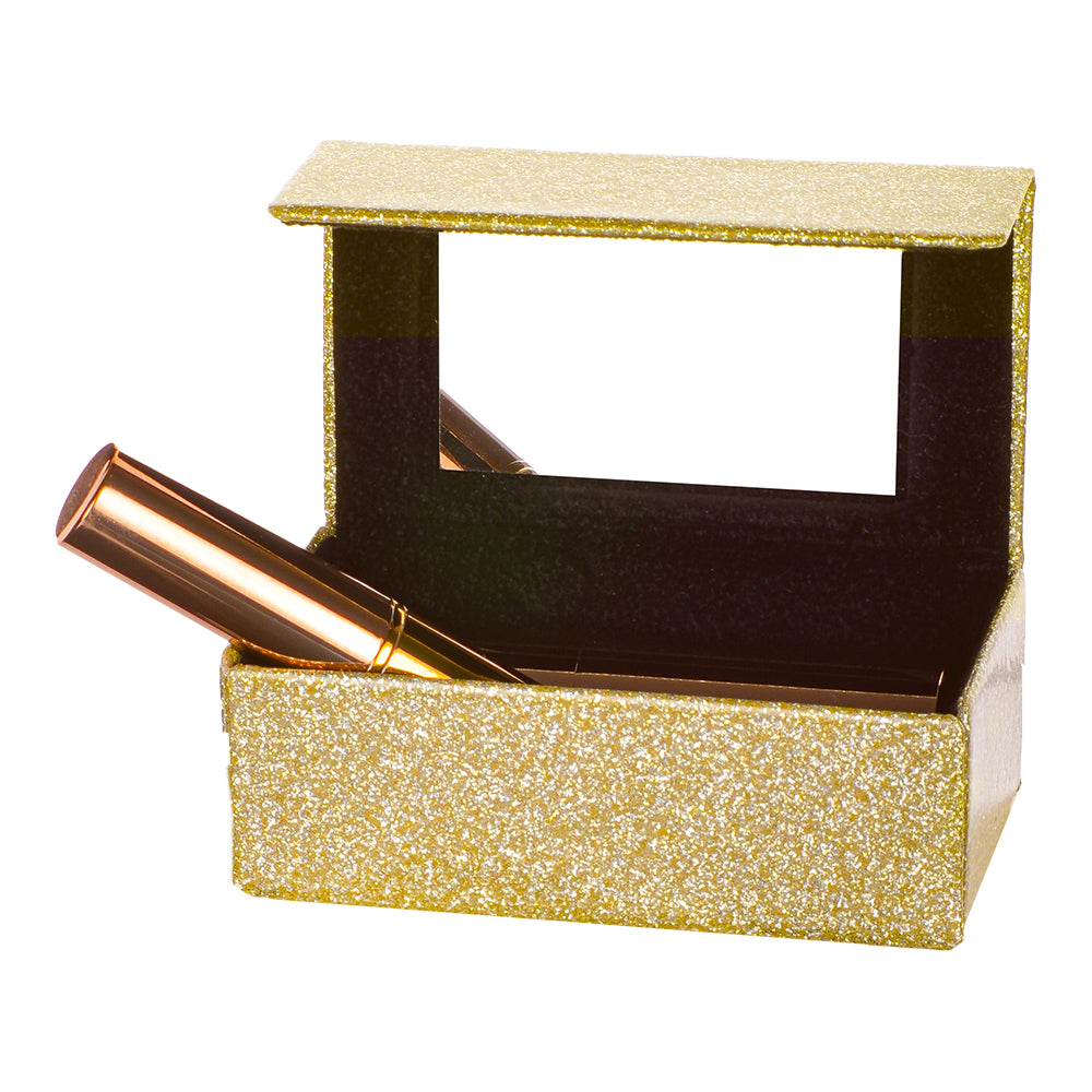 Lipstick Mirror Case - Glitter Gold