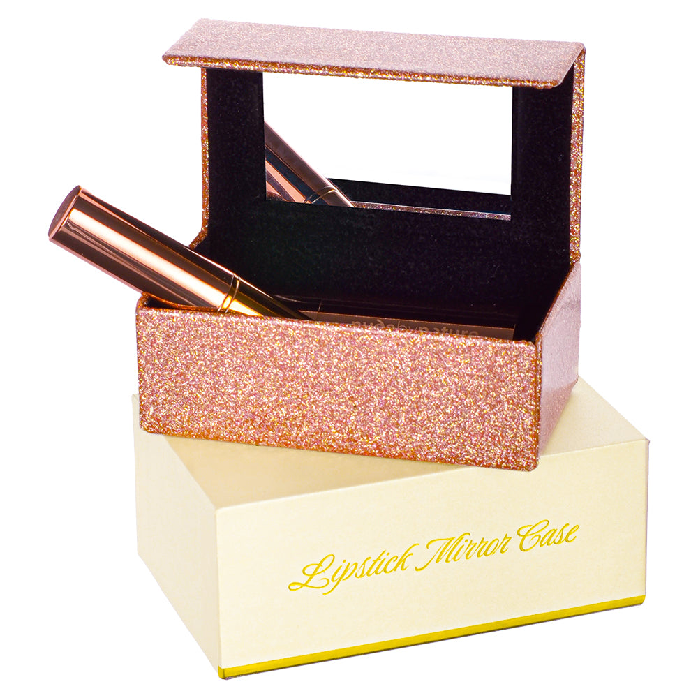 Lipstick Mirror Case - Glitter Rose