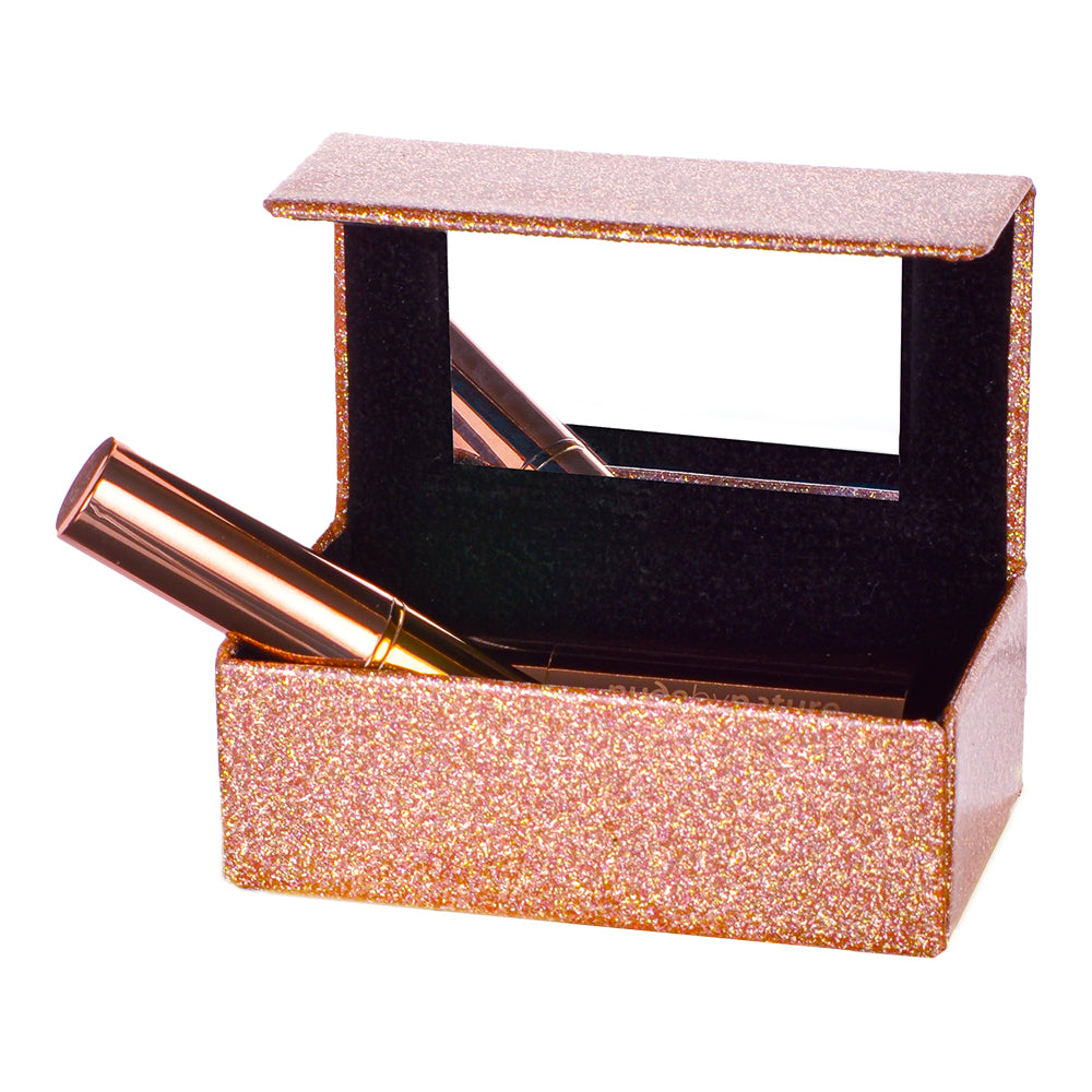 Lipstick Mirror Case - Glitter Rose