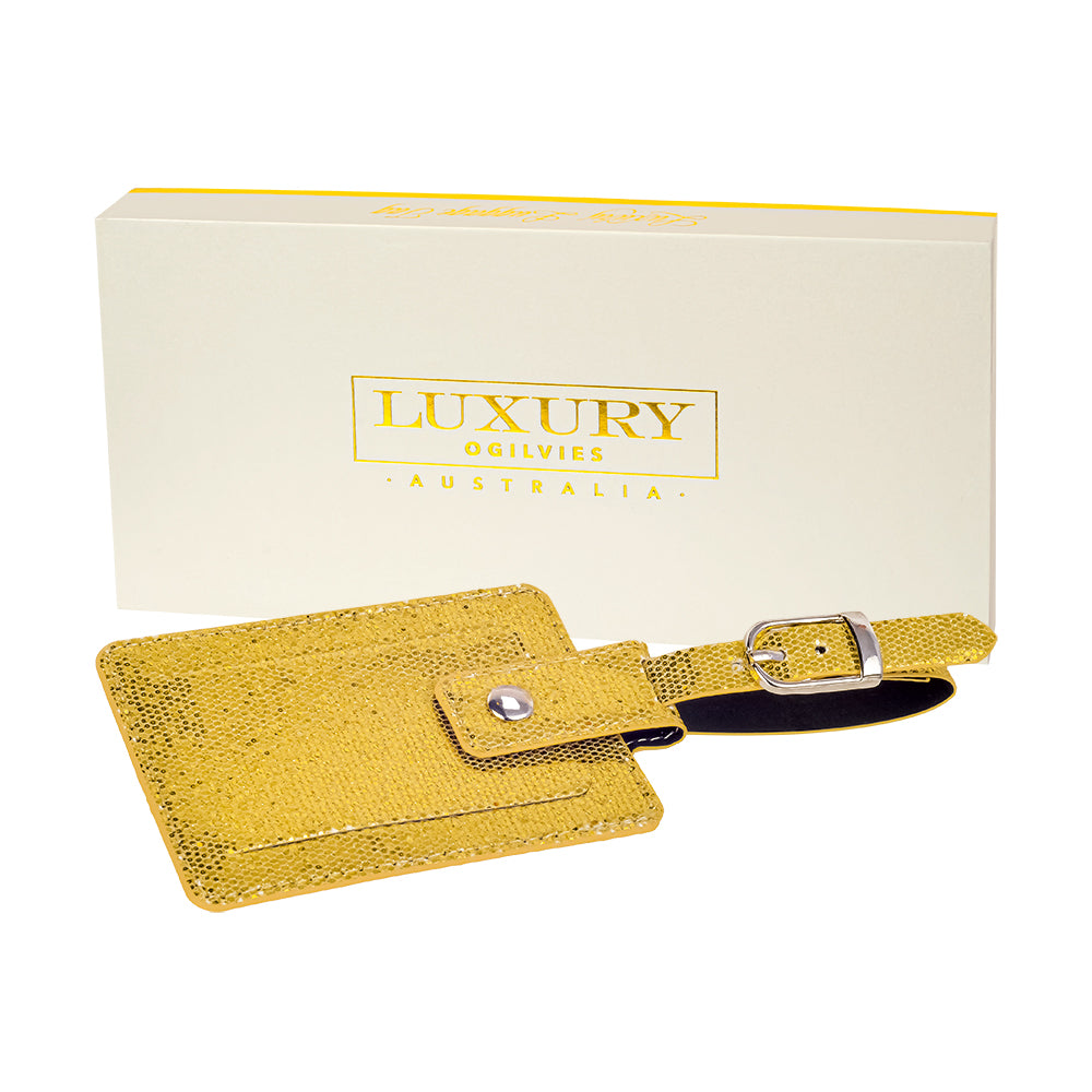 Luggage Tag - Glitter Gold