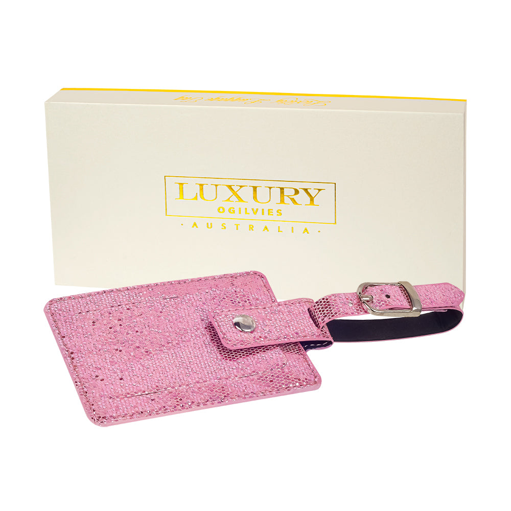Luggage Tag - Glitter Pink