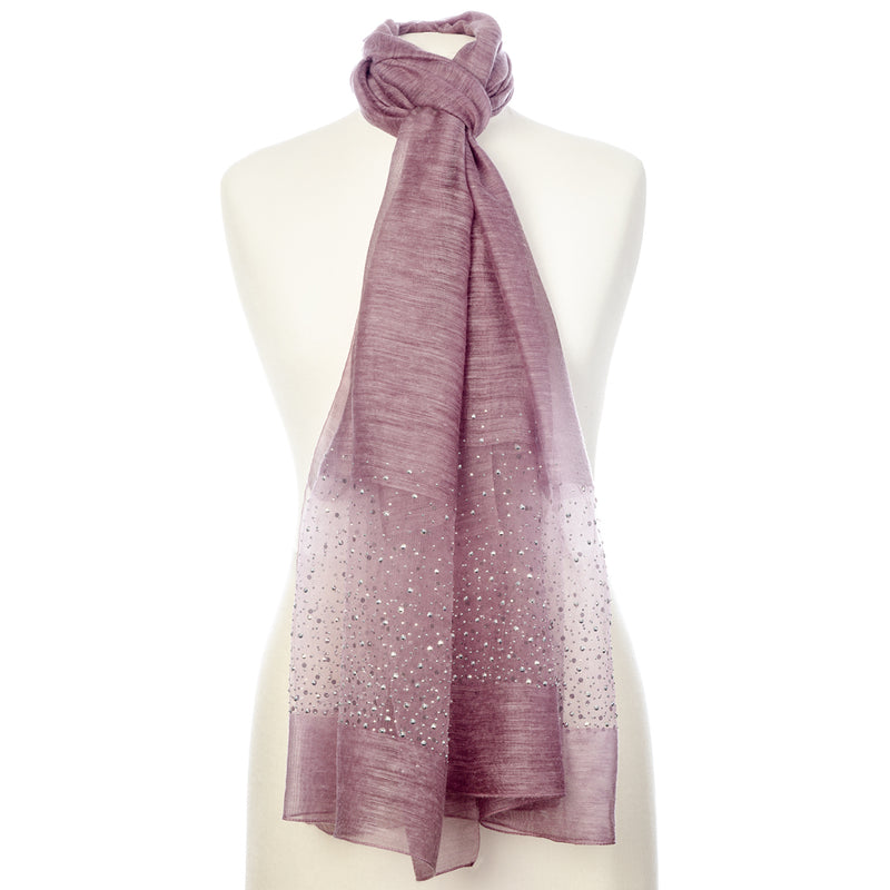 Diamonte Scarf in Drawer Gift Box - Dusky Wine