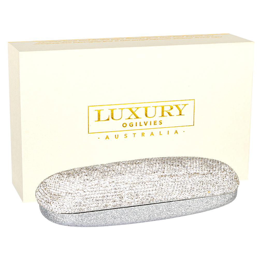 Diamonte Glasses Case - Silver