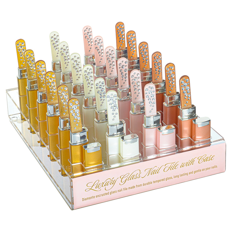 Glass Nail File Sets CDU - 24 x 4  Colours
