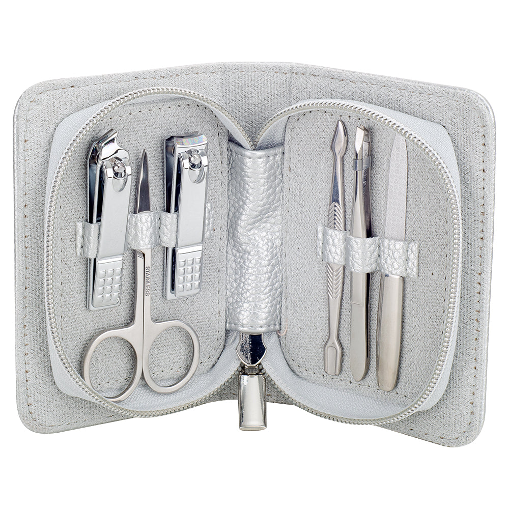 Manicure Wallet - 6 Piece Set - Silver