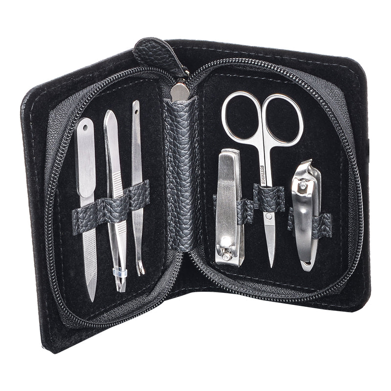 Mens Manicure Wallet - 6 Piece Set - Black