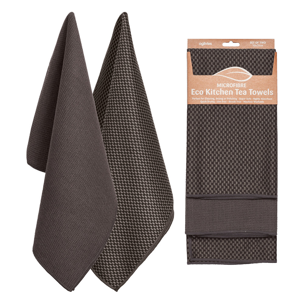 Eco Microfibre Tea Towel Set - Grey