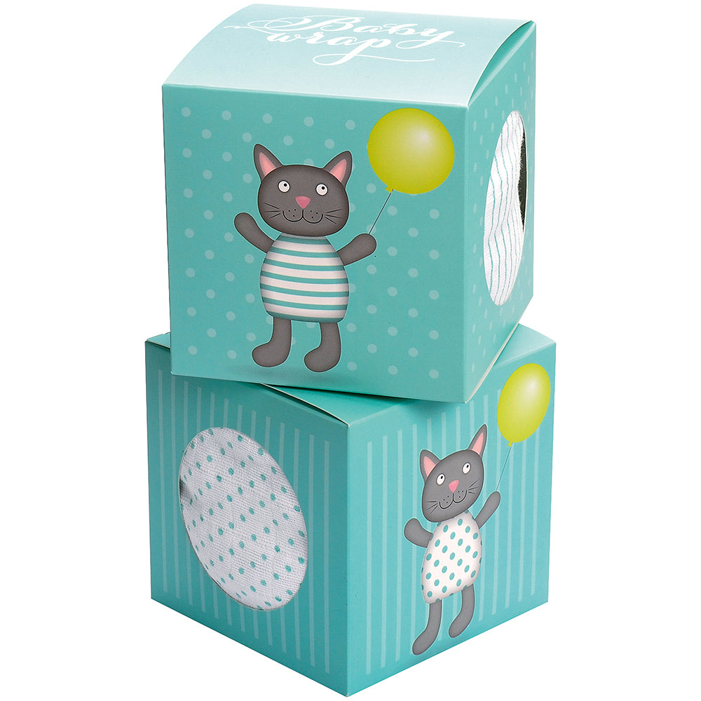 Muslin Wrap in Box - Cat (Blue)